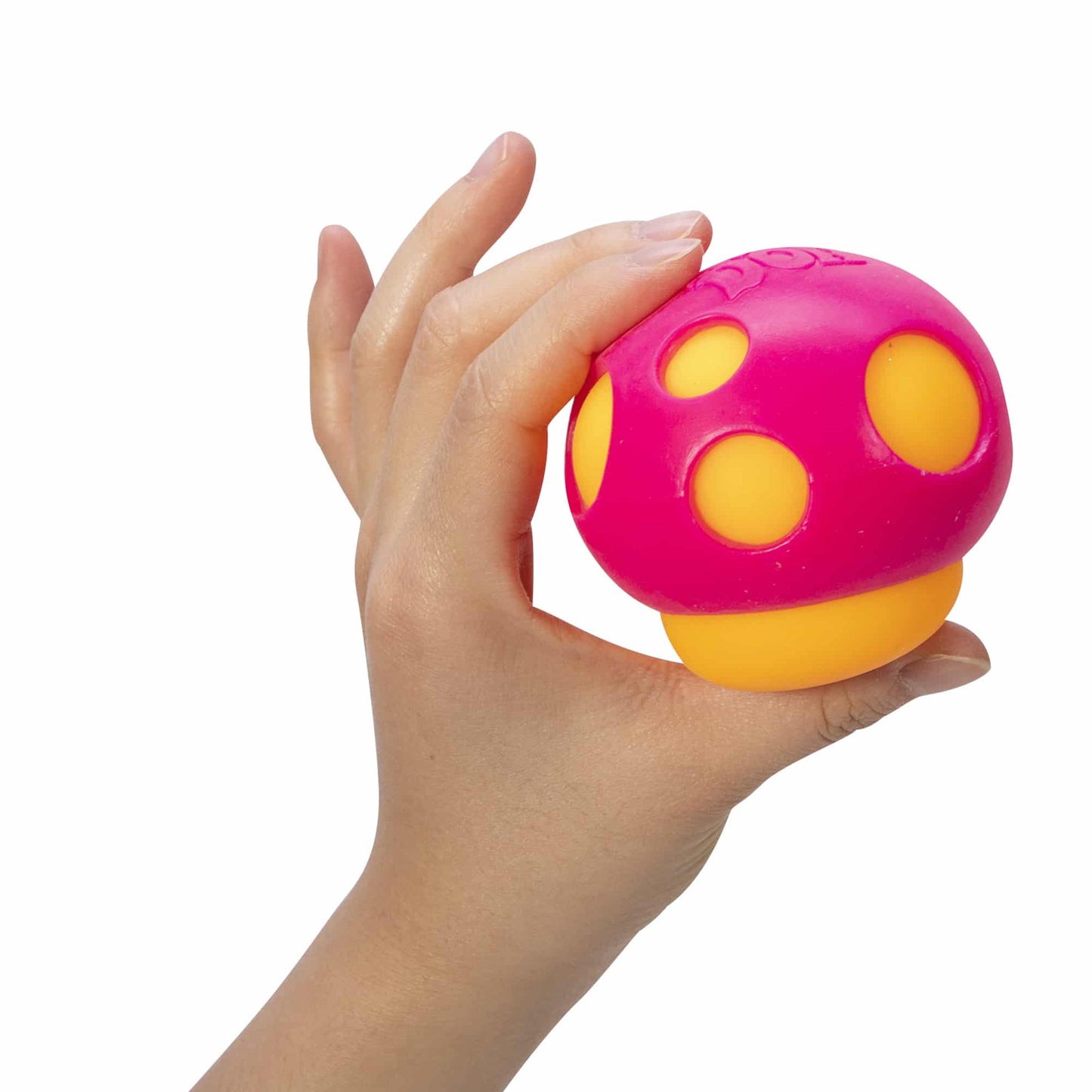 Groovy Shroom - Hand Holding Orange with Pink Top Mushroom